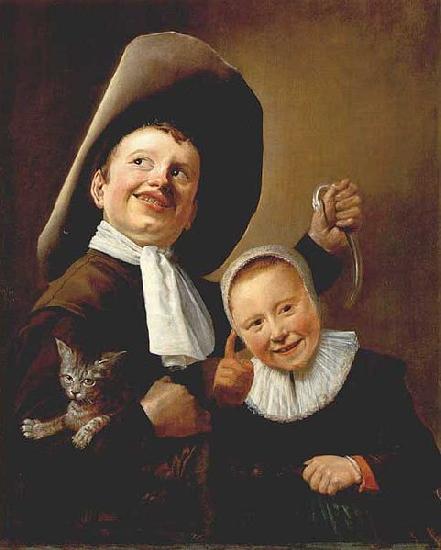 Judith leyster A Boy and a Girl with a Cat and an Eel Sweden oil painting art